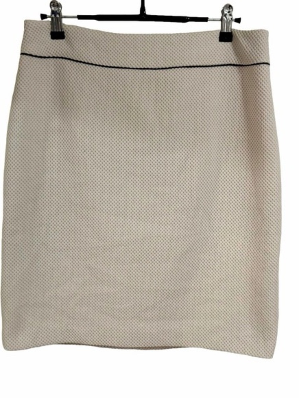 White House Black Market Cream Pencil Skirt with Black Piping